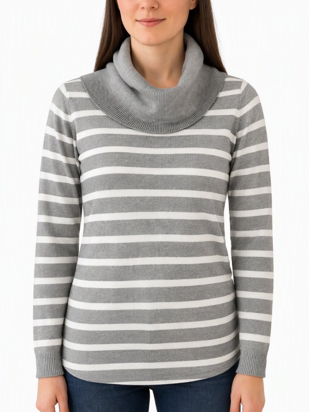 Michael Michael Kors Metallic Silver Cowl Neck Sweater/Side Zip Logo Detail/Sz L